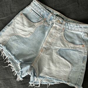 Super high rise cut off denim shorts